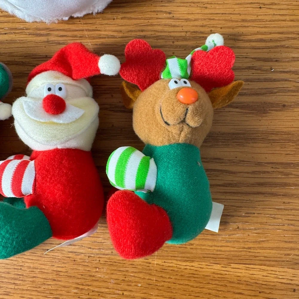 Set of 4 Plush Ornaments‎ Huggers Santa Mouse Reindeer Candy Cane Holiday